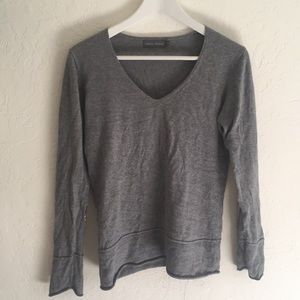 Light grey v-neck sweater w/ elbow pads